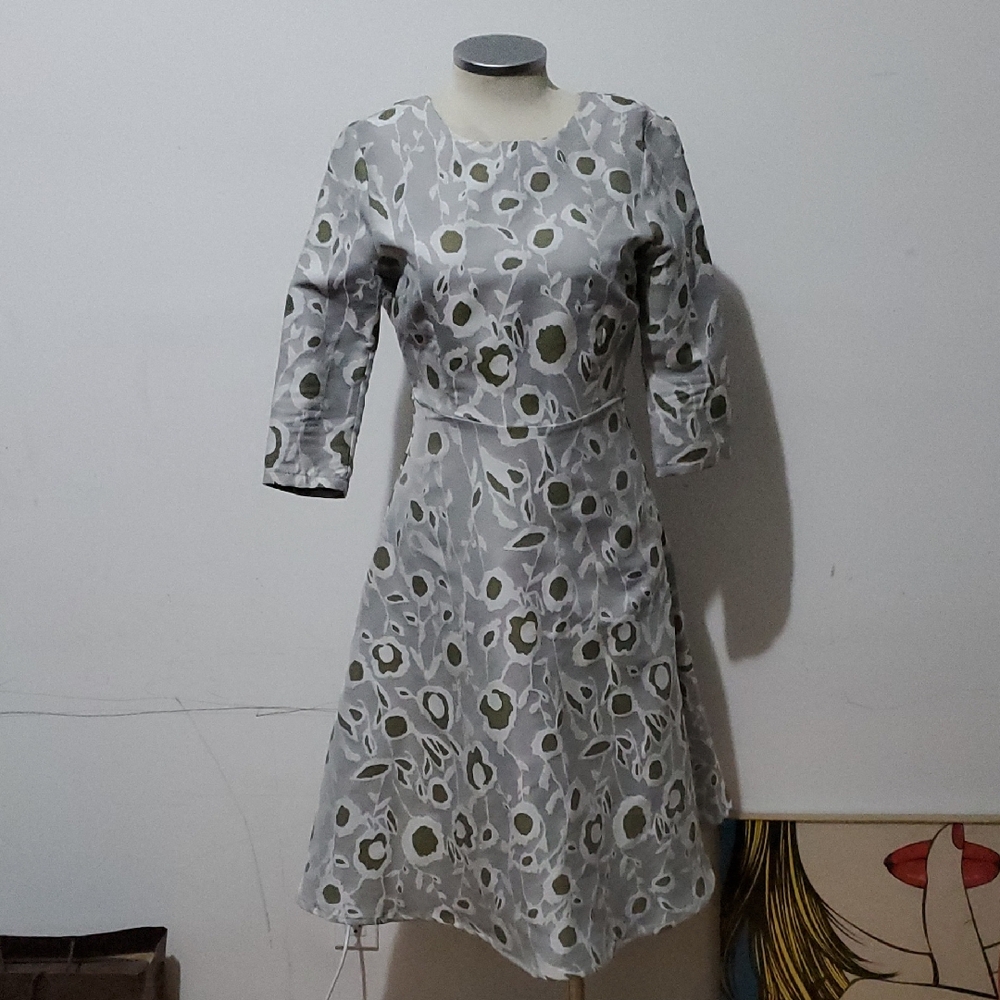 Blush Gray Floral Long Sleeve Dress